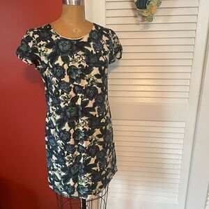 LOFT | blue & green floral dress 0